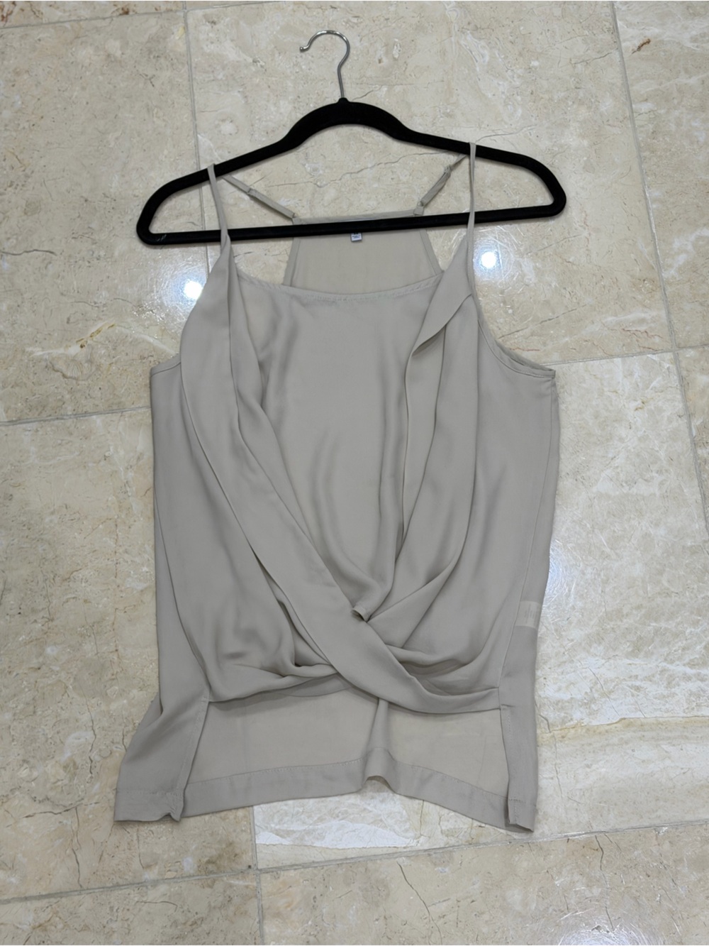 Naked Zebra Twist-Front Spaghetti Strap Camisole - Cream